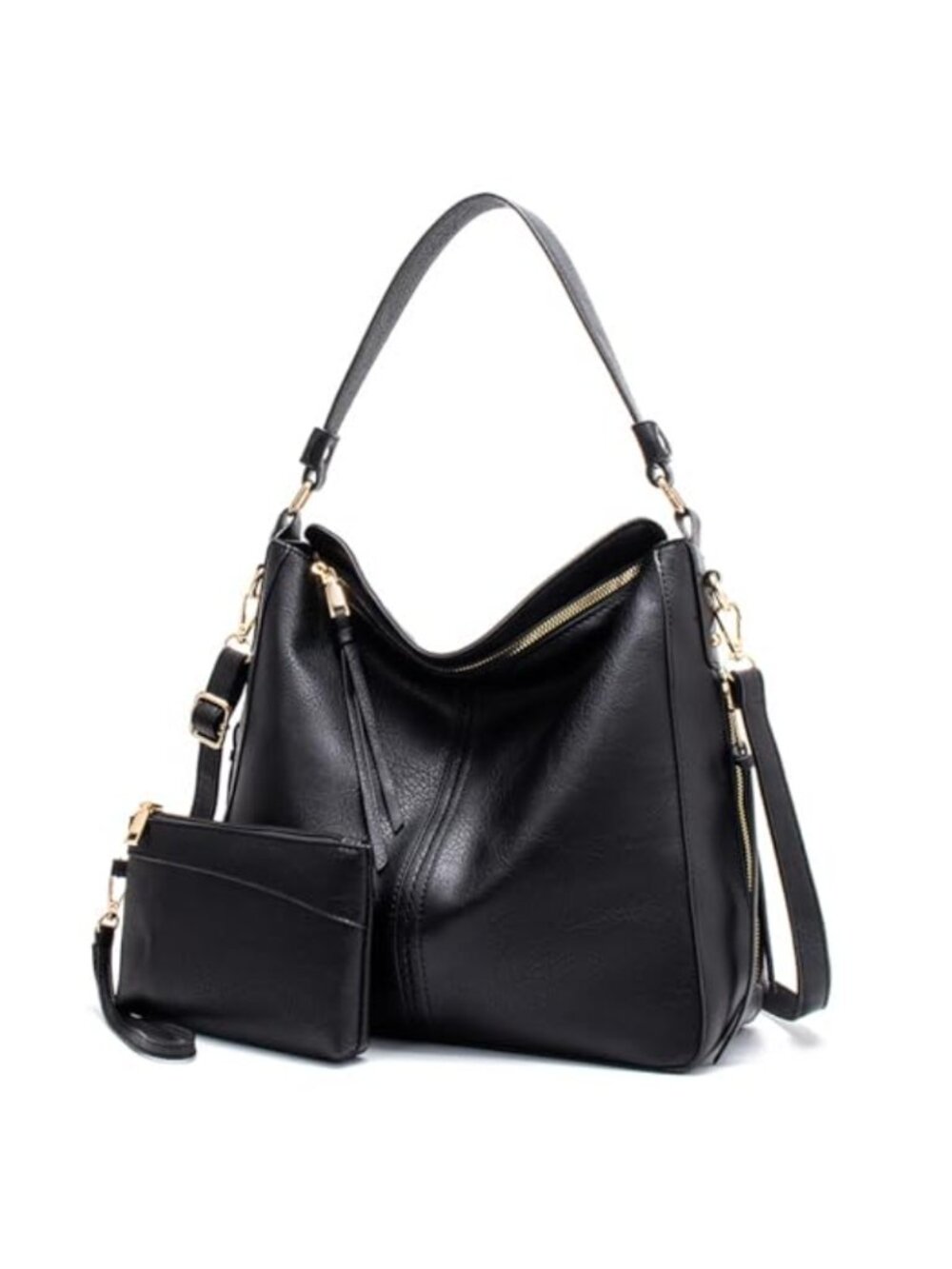 Women's Hobo Bags 2PCS PU Leather Boho Shoulder Crossbody Purse Set